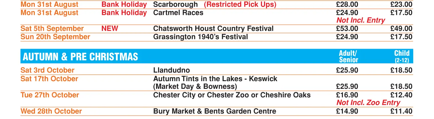 Wigan Day Excursions 2026