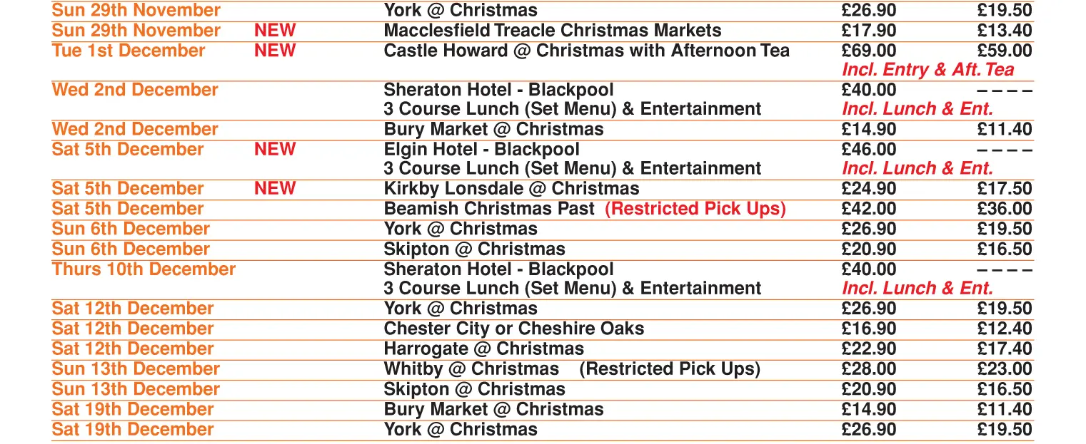 Wigan Day Excursions 2026
