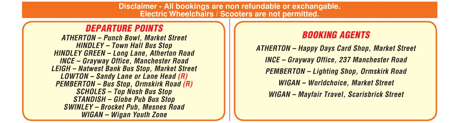Wigan Day Excursions 2026